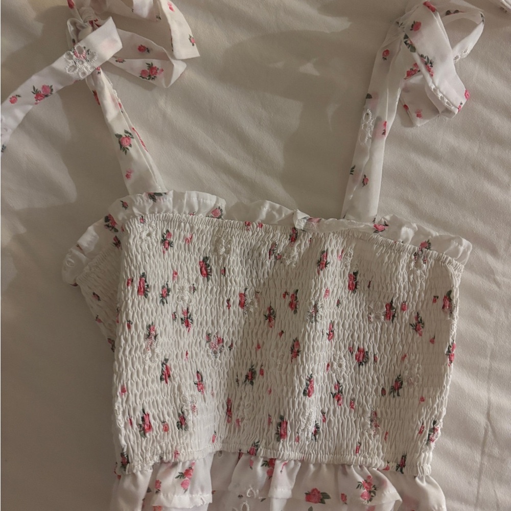 Floral Smocked Top with Ruffle Straps